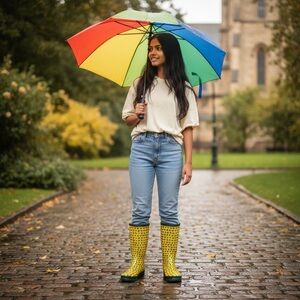 123 Girl Butterfly Rain Boots, Rubber, Size 8